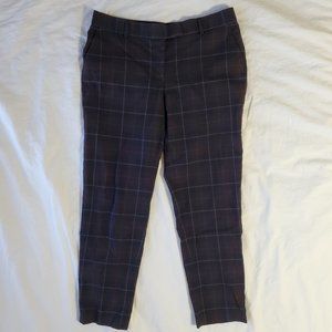 Women's suit pants navy and burgundy checkered